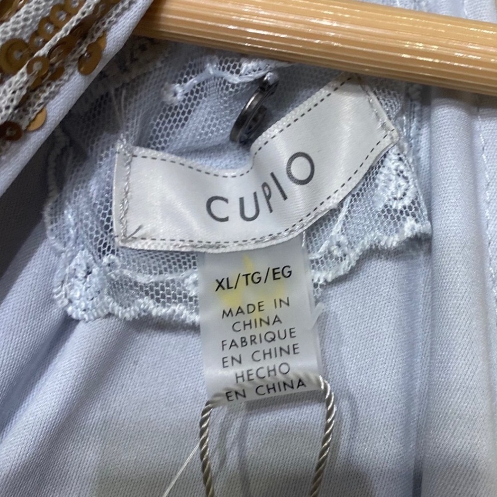 Cupio Women Gold Sequin Floral‎ Halter Maxi Dress Light Blue Size XL Sleeveless - Picture 4 of 5